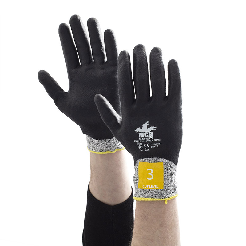 MCR Safety CT1007NF3 Nitrile Foam Cut Pro Fully Coated Safety Gloves