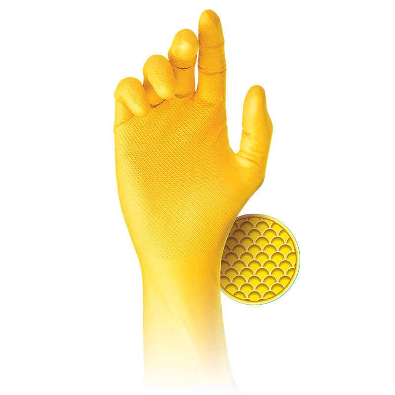 Grippaz Jan San Yellow Semi-Disposable Nitrile Gloves
