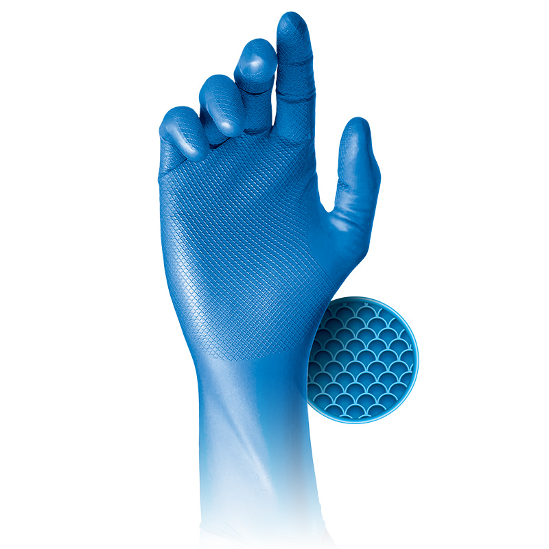  Grippaz Blue Semi-Disposable Nitrile Food Safety Gloves (24 Pairs)