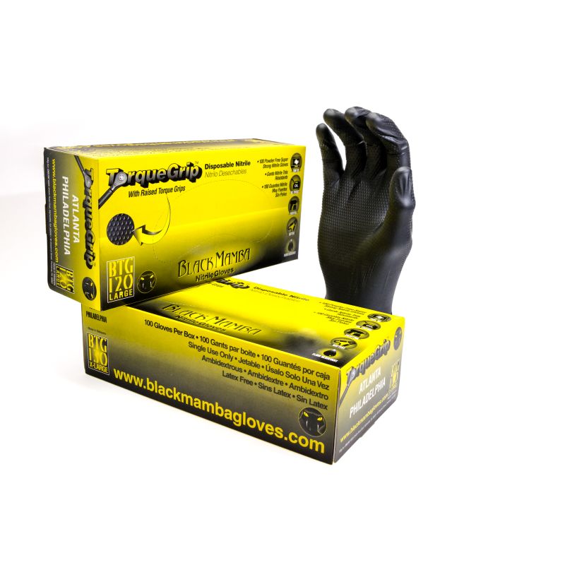 Black Mamba Disposable Nitrile Gloves With Torque Grip BXBMGT