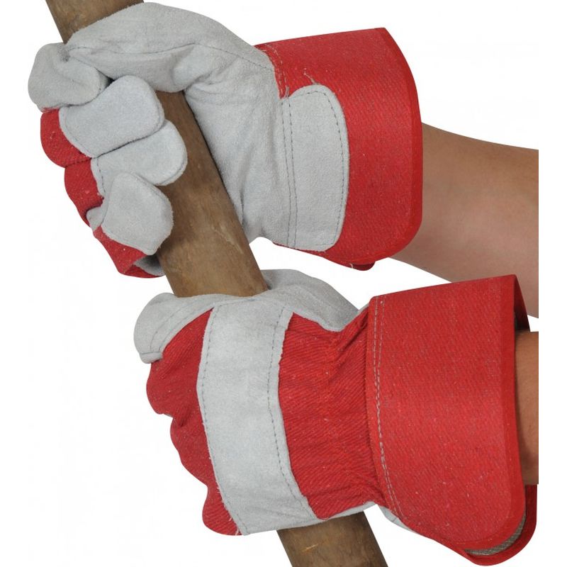 Red Rigger Gloves With Leather Knuckle Protection USUR SafetyGloves.co.uk