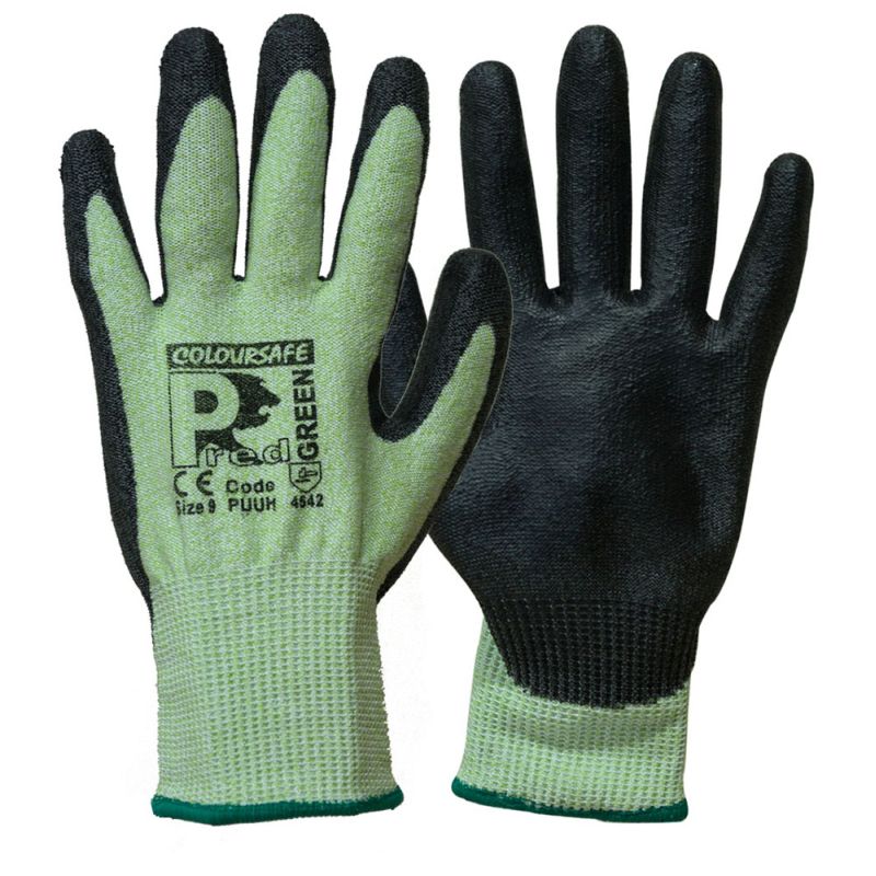 Predator Green Cut Level 5 Safety Gloves PUUH SafetyGloves.co.uk