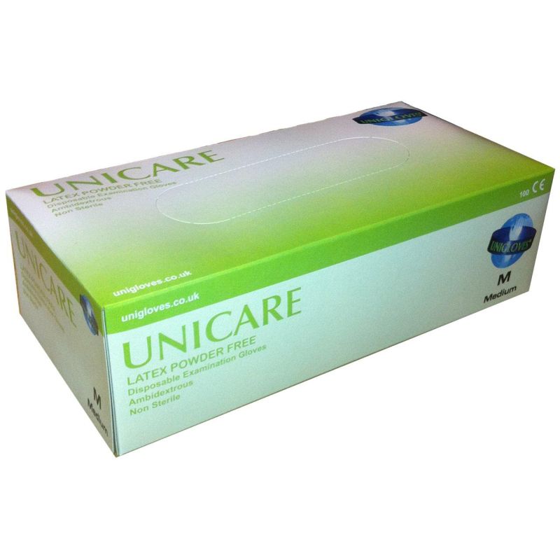 Unicare PowderFree Latex Examination Gloves UCLPF120 SafetyGloves.co.uk