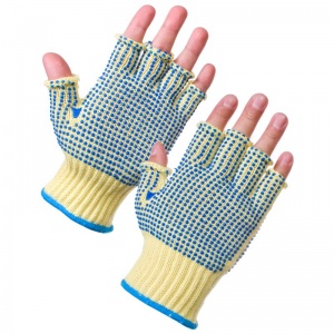 Supertouch Fingerless Kevlar PVC Dot Gloves - 10 Gauge 3057