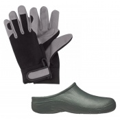 Gardening Men's Bundle with Garden Clogs and Briers Leather Gloves