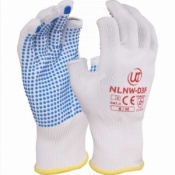 Uci NLNW-D3F Low-Lint Semi Fingerless Work Gloves with PVC Palm Dots