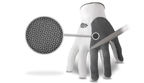Small guard-plates prevent needles from puncturing the gloves