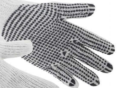 Extra grippy PVC dots across fingers and palms
