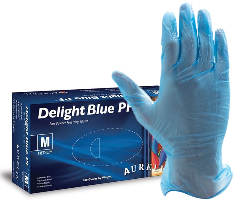  Aurelia Delight Blue PF Vinyl Gloves