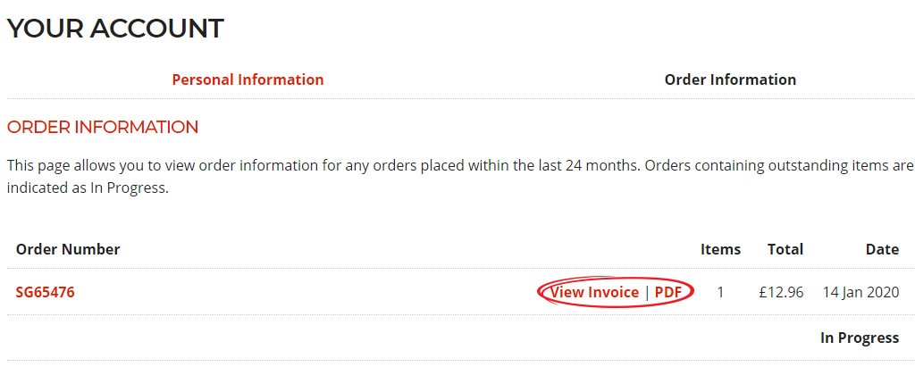 You can view your invoice as a PDF or in browser