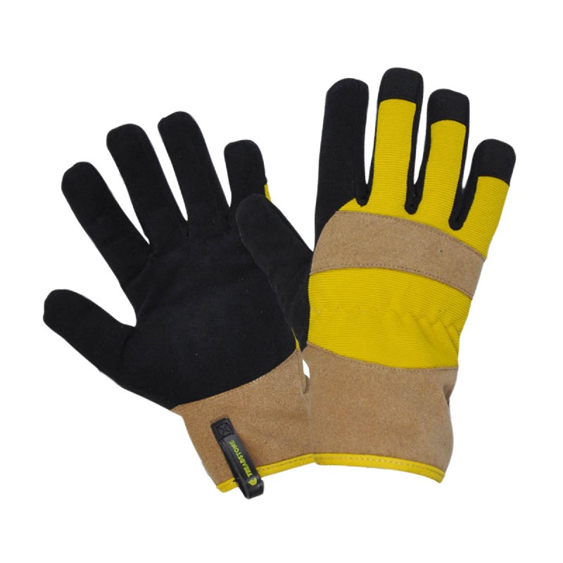 ClipGlove Premium Rigger Gloves, black, yellow and beige