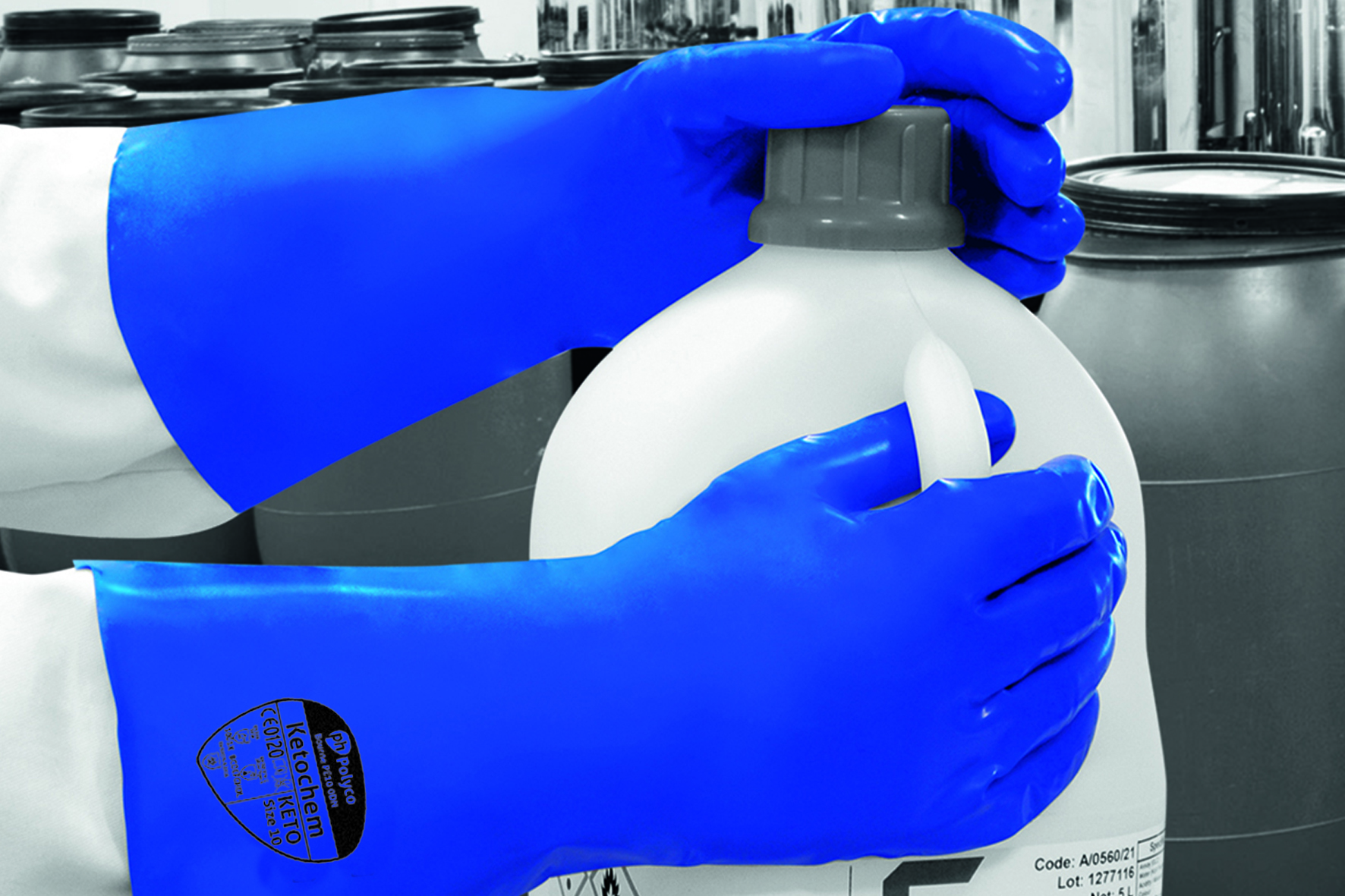 Polyco Chemical Safety Gloves are designed to shield the user against ketones, solvents and chemicals Chemical Safety Handling Gloves