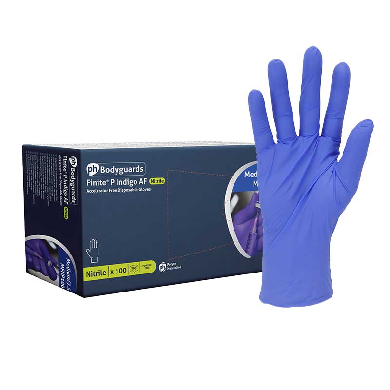 Polyco Finite P Indigo AF Nitrile Disposable Gloves MFNP100 