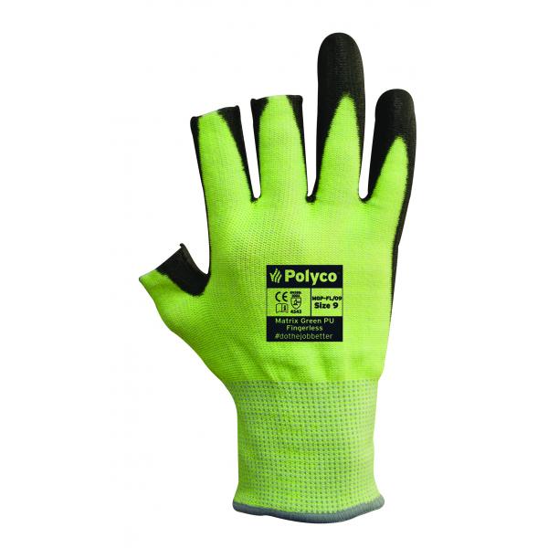 Polyco Matrix Green PU Fingerless Gloves MGP-FL