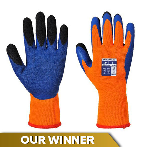 Portwest Thermal Latex Orange and Blue Gloves A185O4