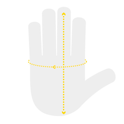 Sizing diagram for the Hexarmor Gloves Sizing diagram for the Hexarmor Gloves