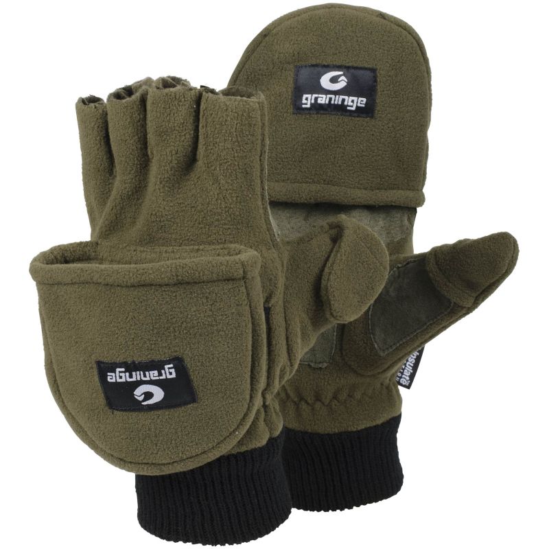Pair of green mitten gloves with removeable mittens