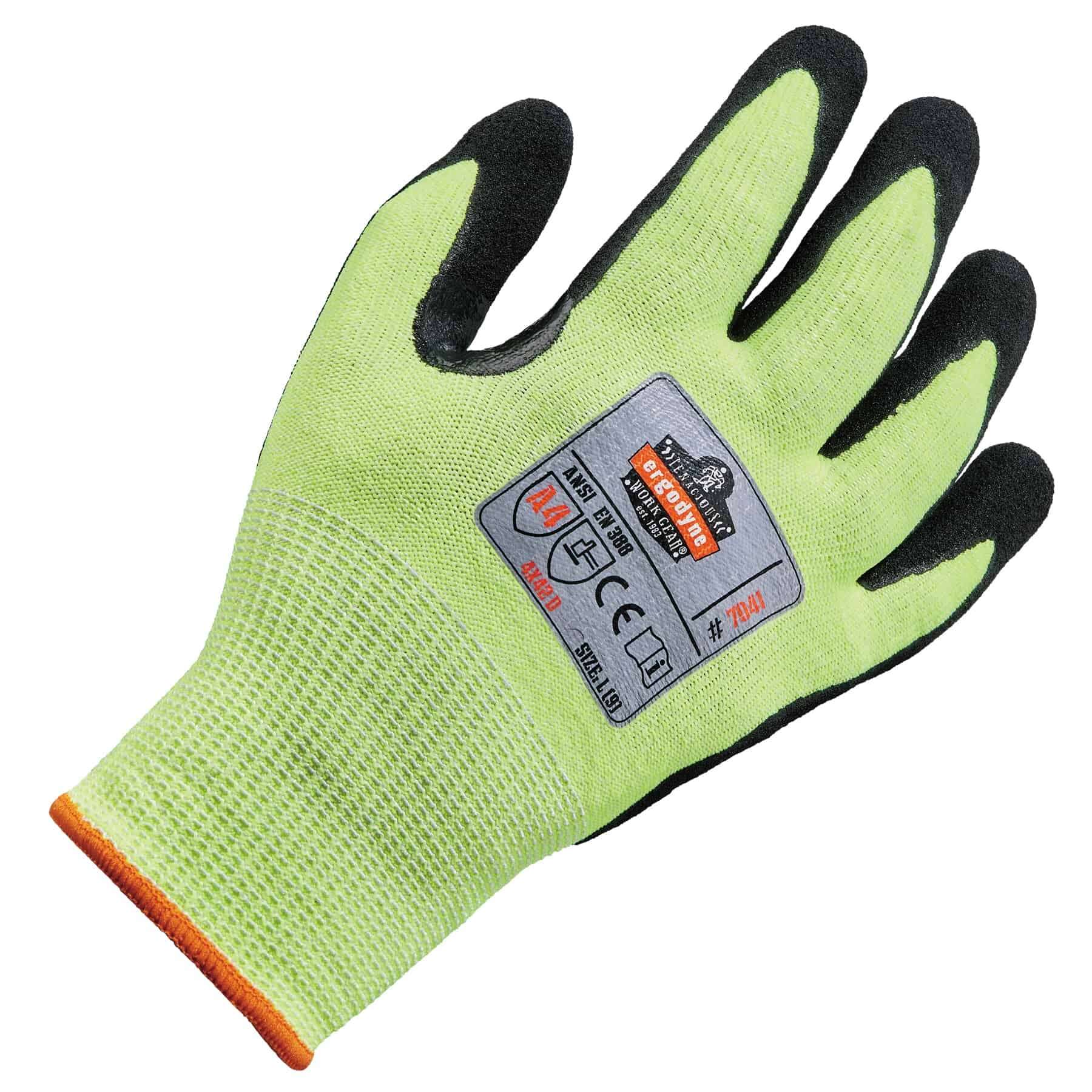 Ergodyne ProFlex 7041 Hi-Vis Nitrile-Dipped Cut-Resistant Gloves