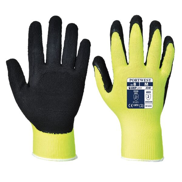  Portwest Hi-Vis Grip Yellow Gloves A340YE