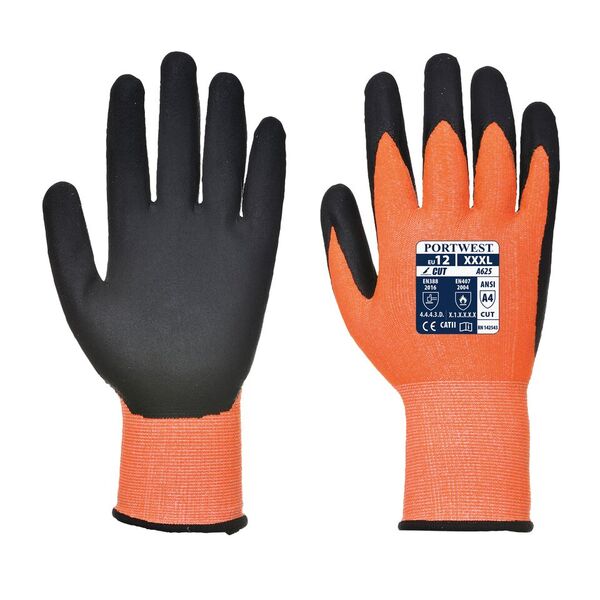 Portwest Hi-Vis Cut-Resistant Orange and Black Gloves A625O8