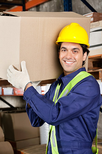 Warehouse Worker Wearing Safety Gloves