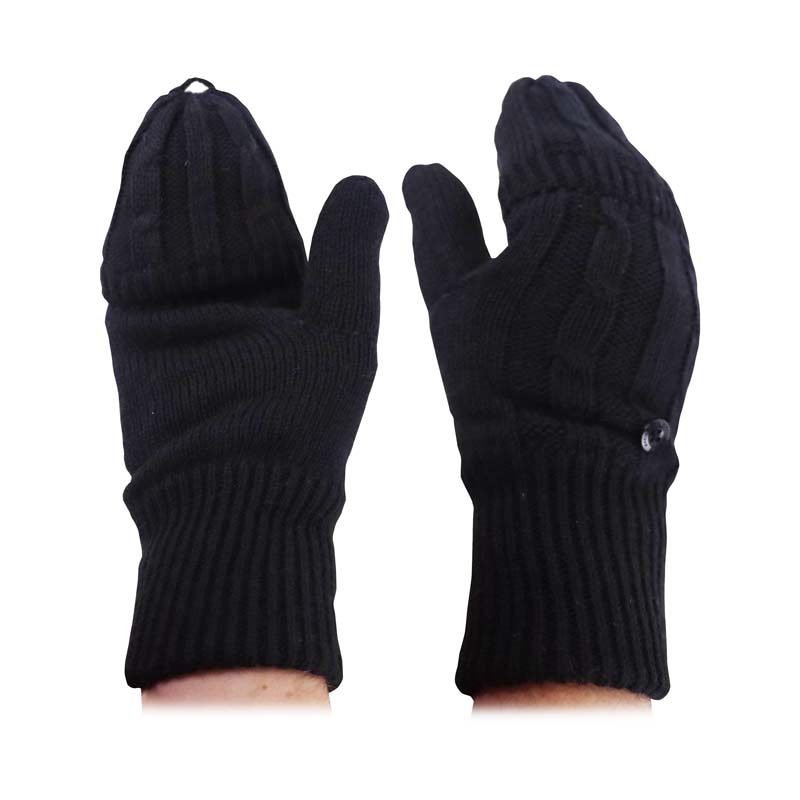 Heat Holders Ladies Navy Cable Knit Ash Converter Mittens