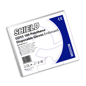 Shield GD55 Embossed Polythene Disposable Gloves (Pack of 10 Bags)