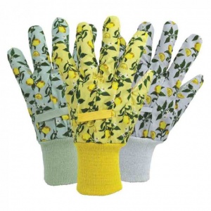 Briers Sicilian Lemon Cotton Gloves with Grips (Pack of 3)