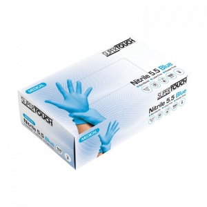 Supertouch Blue Powder-Free 5.5 Nitrile Medical Gloves (Box of 100 Gloves)