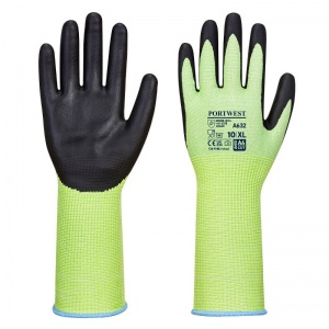 Portwest A632 Green Vis-Tex Cut Resistant Long Cuff Gloves