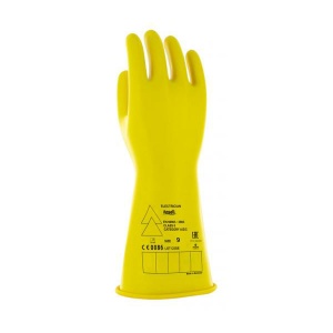 Ansell E016Y Electrician Class 0 Long Yellow Insulating Rubber Gloves