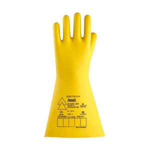 Ansell E018B Electrician Class 2 Black Insulating Rubber Gloves