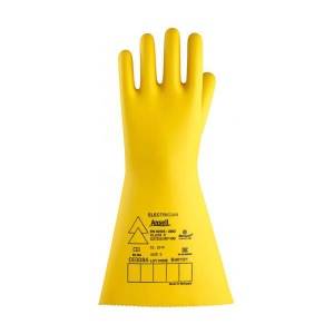 Ansell E018Y Electrician Class 2 Yellow Insulating Rubber Gloves