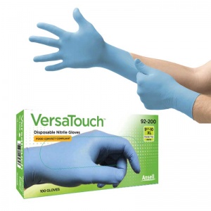 Ansell VersaTouch 92-200 Ultra-Thin Blue Disposable Nitrile Gloves