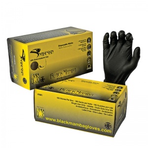 Black Mamba Snakeskin Nitrile Disposable Safety Gloves (Box of 100 Gloves)