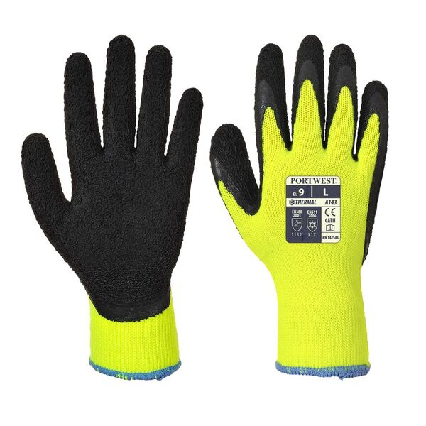 Portwest A143 Thermal Yellow/Black Gloves SafetyGloves.co.uk