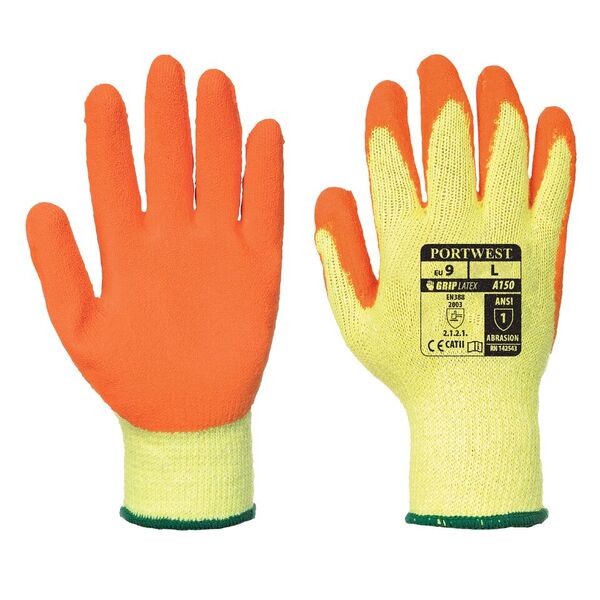 Builders Glove Cotton Size 8 9 10 Pred Amber Orange Latex Coated Gloves Grip