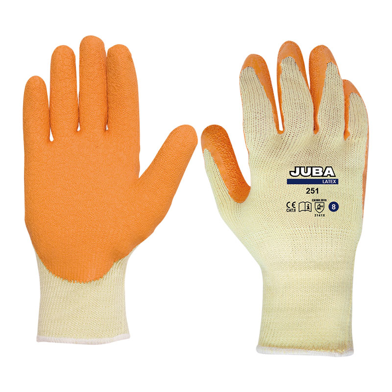 Juba 251 LatexCoated YLW/OR Gloves SafetyGloves.co.uk