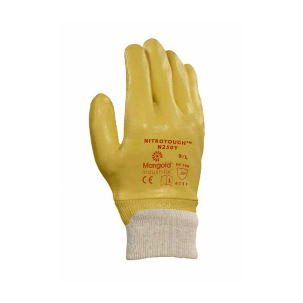 Marigold Industrial Nitrotough N250Y Nitrile-Coated Gloves