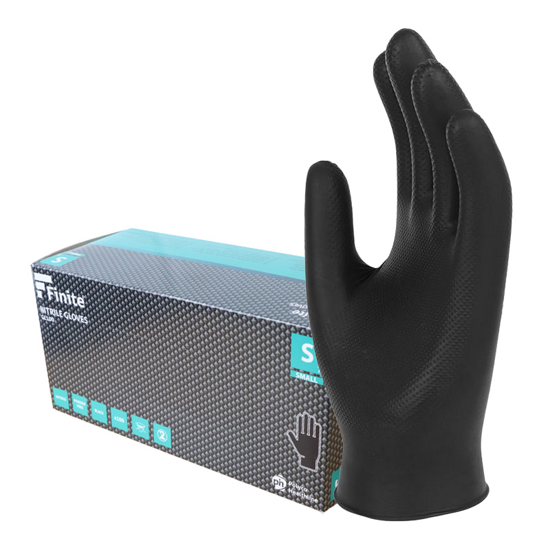 Polyco Finite Bodyguards Black Safety Gloves- Pack of 100 Gloves