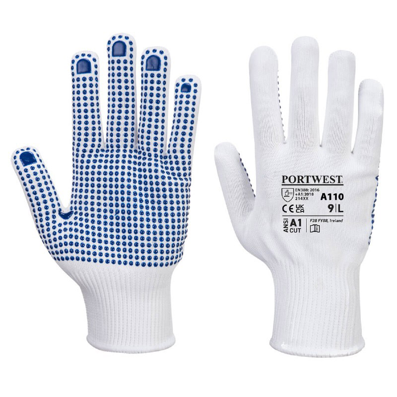 Portwest A310 Flexo Grip Nitrile Palm Coated Safety Gloves - 12 Pack, White/Grey