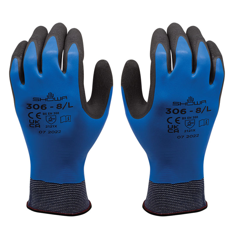 Showa 306 Fully Coated Latex Grip Gloves 