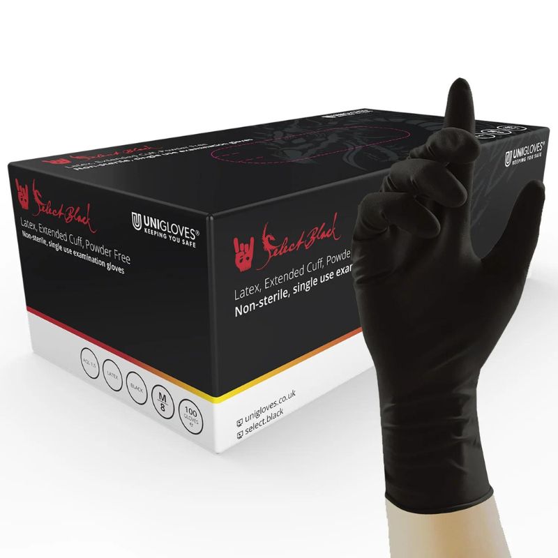 UniGloves Black Gloves for Tattooing SafetyGloves.co.uk
