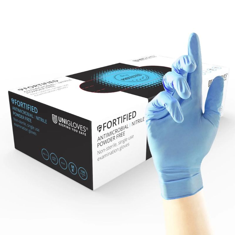 Unigloves GF001 Blue Nitrile Gloves SafetyGloves.co.uk