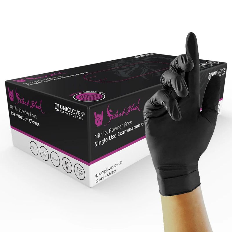 Unigloves GT003 Black Nitrile Gloves SafetyGloves.co.uk