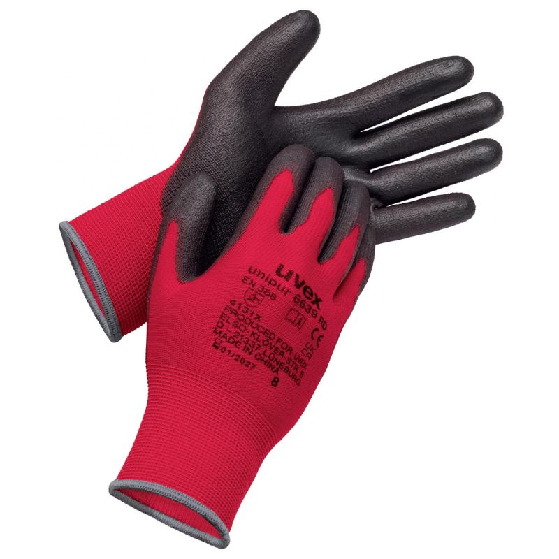 Uvex Unipur 6639 Red PU Coated Precision Handling Gloves