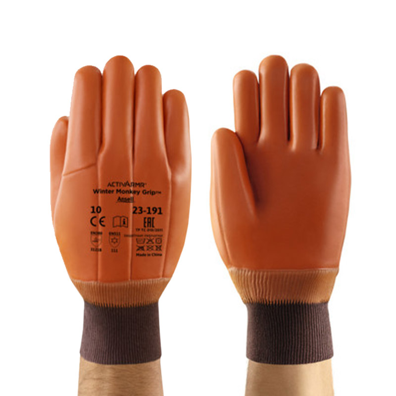 Ansell Winter Monkey Grip 23-191 protective gloves with PVC coating, Antistatic gloves, Hand protect