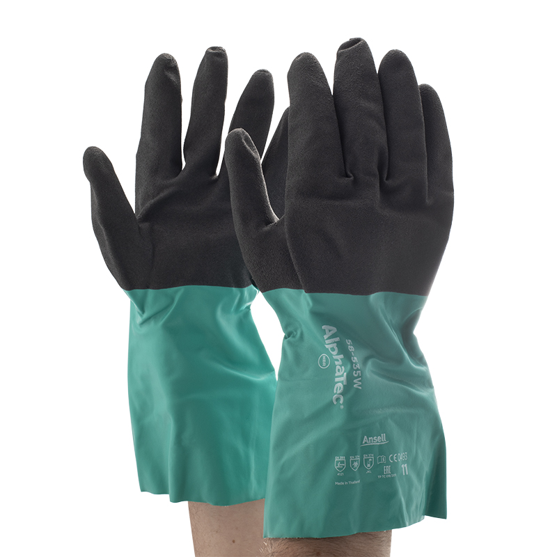 Ansell AlphaTec 58535W ChemicalResistant Gauntlet Gloves