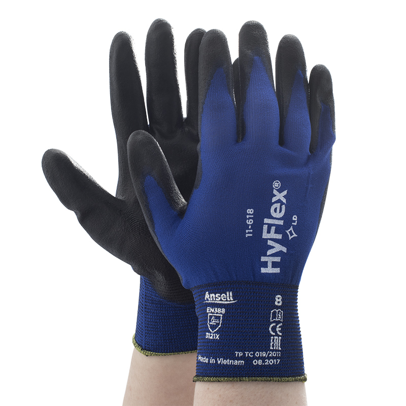 Ansell HyFlex 11618 Light PUCoated Gloves SafetyGloves.co.uk