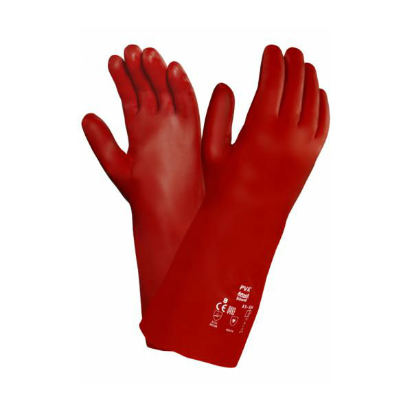 Ansell PVA 15554 Red Gauntlet Gloves SafetyGloves.co.uk
